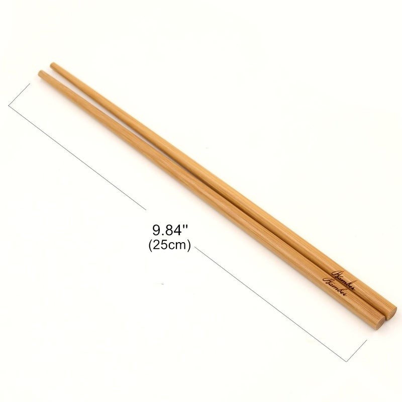 Bamber 10 Pairs Reusable Bamboo Chopsticks Set, 10 Inches Long Chopstick, Japanese Style - Image 4